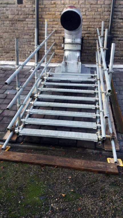 Commercial Scaffolding Stairs to Outlet Pipe